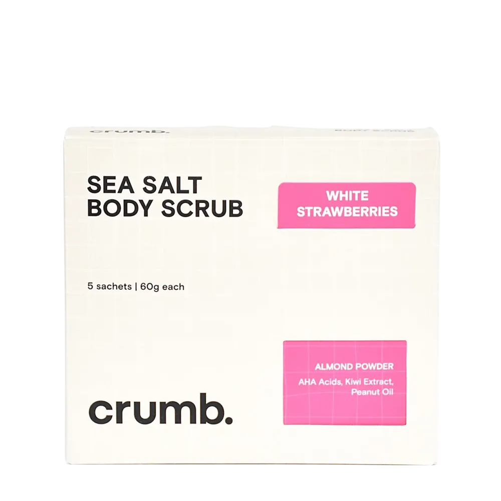 CRUMB. White Strawberries Body Scrub 5х60g - Сольовий скраб для тіла з AHA-кислотами (travel format)